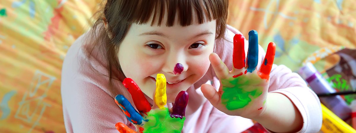 Disability Care Gold Coast - Young Disability Girl Finger Painting, Down Syndrome
