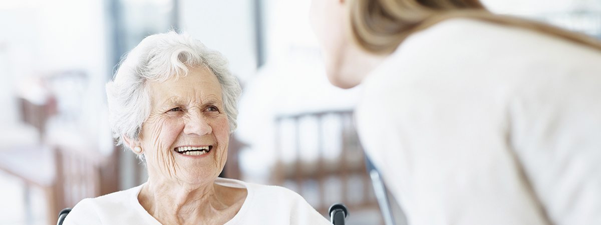 Home Care Careers - Grey Hair Older Lady being cared for by Young Blonde Women